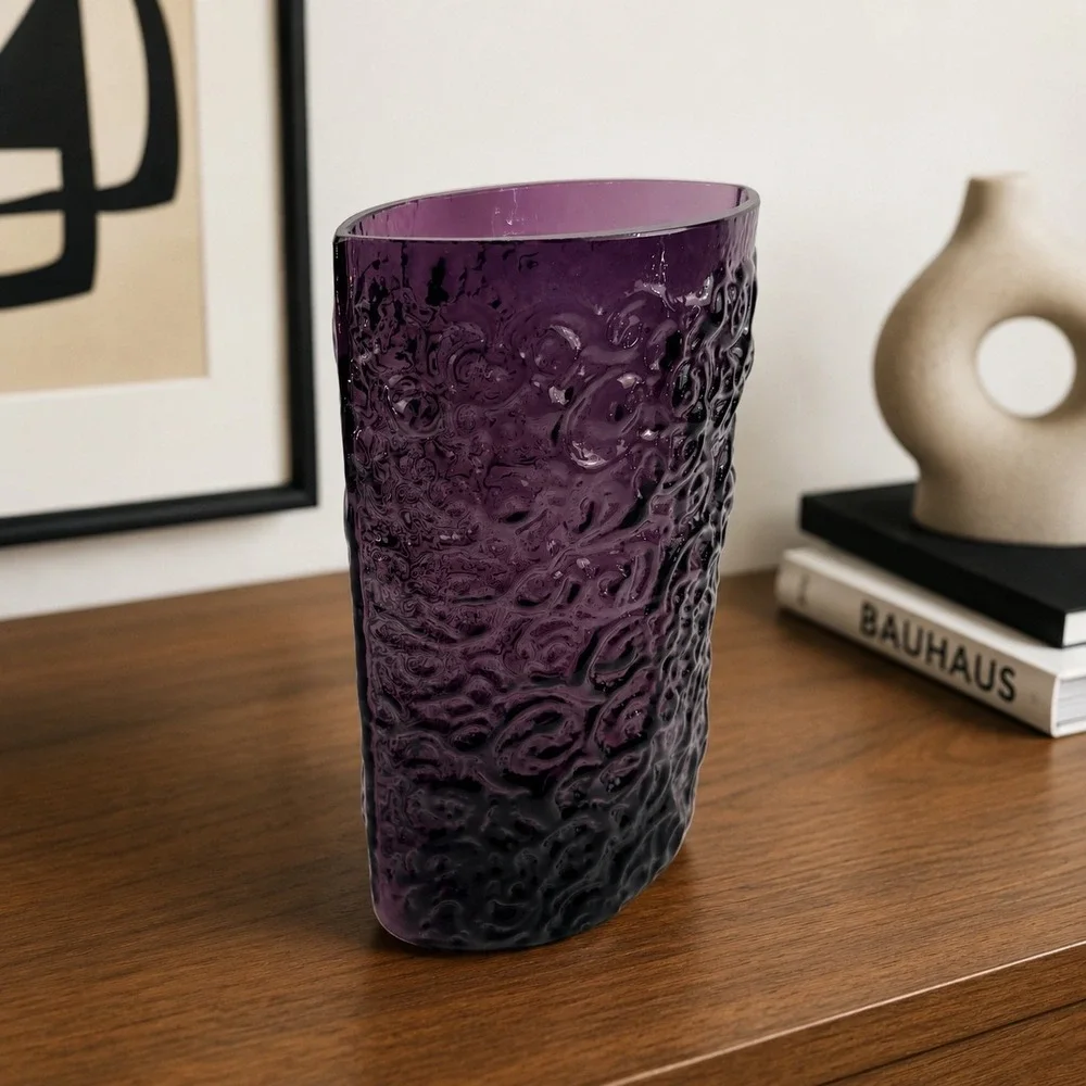 Blenko 6731 Plum Textured Art Glass Vase Joel Philip‎ Myers Purple MCM
